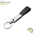 Business Black Leather Key Chain with Metal Ring